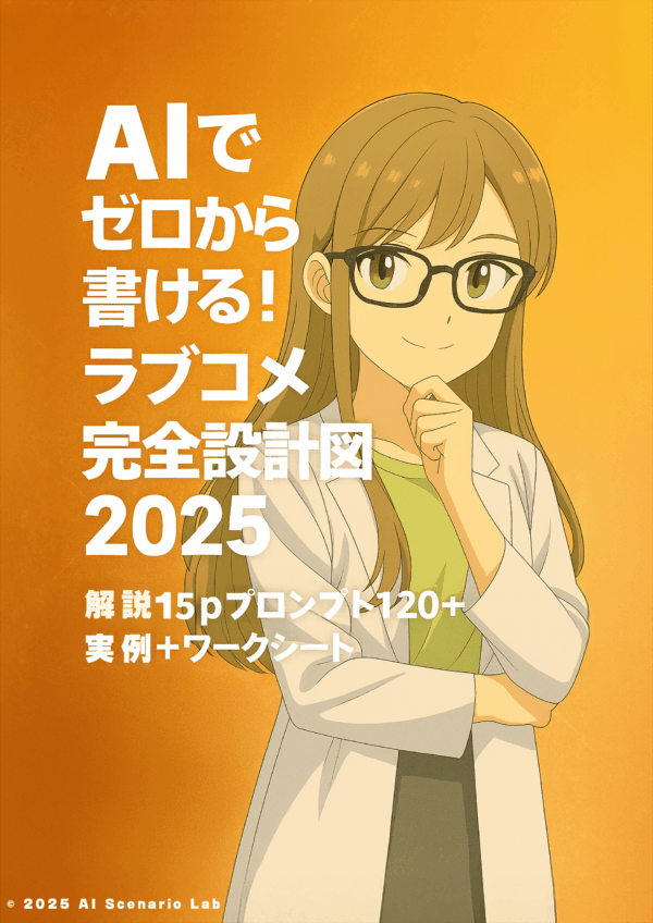 AIでゼロから書ける！ラブコメ完全設計図2025｜PDF58p＋プロンプト120＋実例＋ワークシート